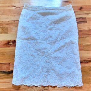 CATO Bodycon Pencil Skirt Lace Overlay Scalloped Edge 8